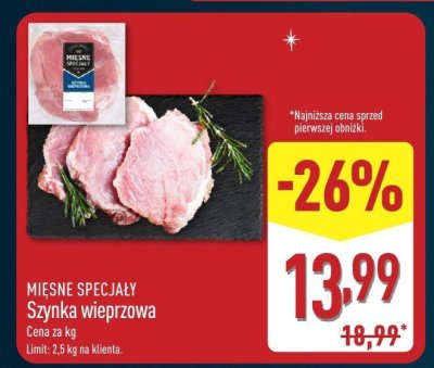 Szynka wieprzowa mięsna promocja w Aldi