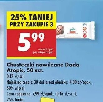 Chusteczki wilgotne Dada atopic promocja w Biedronka