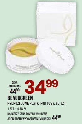 Hydrożelowe płatki pod oczy Beauugreen 60 szt promocja w Drogerie Natura