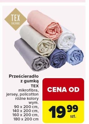 Prześcieradło z gumką jersey 160 x 200 cm promocja w Carrefour