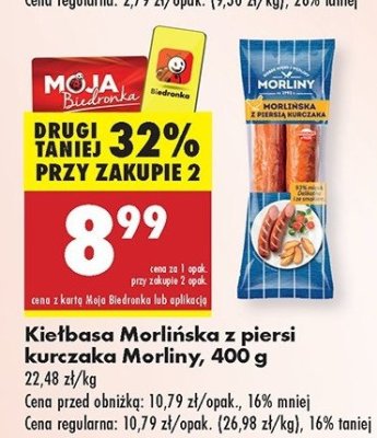 Morliny kiełbasa morlińska z piersi kurczaka promocja