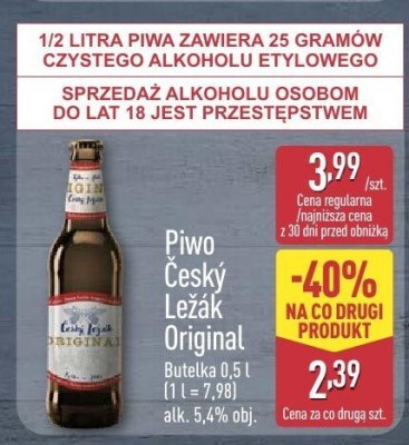 Piwo Český Ležák Original promocja w Aldi