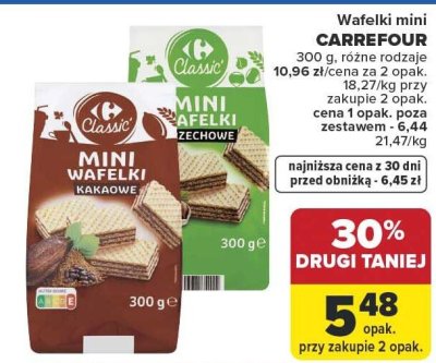 Wafelki mini różne rodzaje Carrefour Classic promocja w Carrefour Market