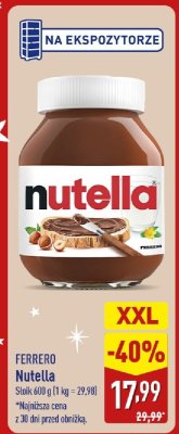 Krem czekoladowy Nutella Ferrero promocja w Aldi