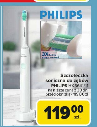 Szczoteczka soniczna hx 3641/11 Philips promocja w Carrefour