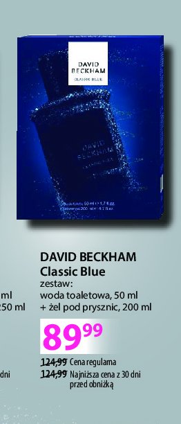 Zestaw w pudełku classic blue: żel pod prysznic 200 ml + woda toaletowa 50 ml David beckham zestaw promocja w Hebe