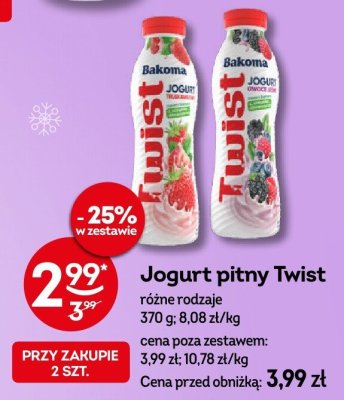Jogurt pitny Twist Bakoma różne rodzaje promocja w Żabka
