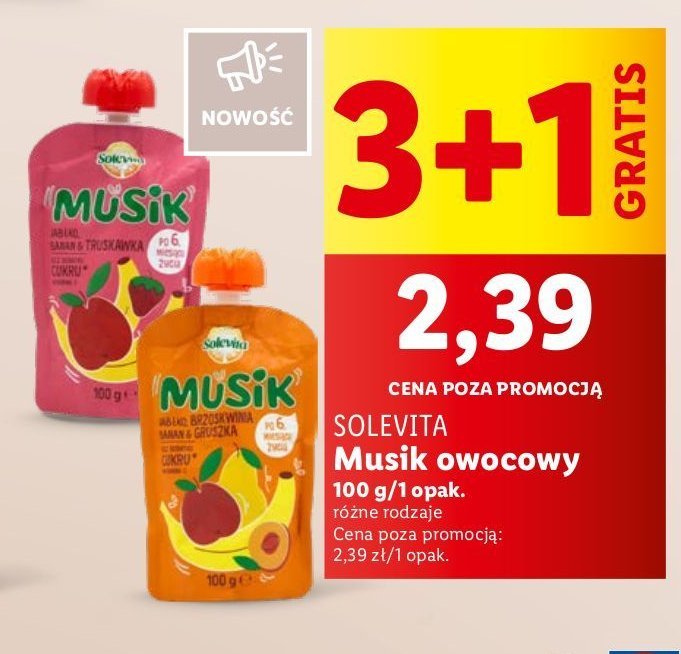 Musik jabłko-brzoskwinia-banan-gruszka Solevita promocja