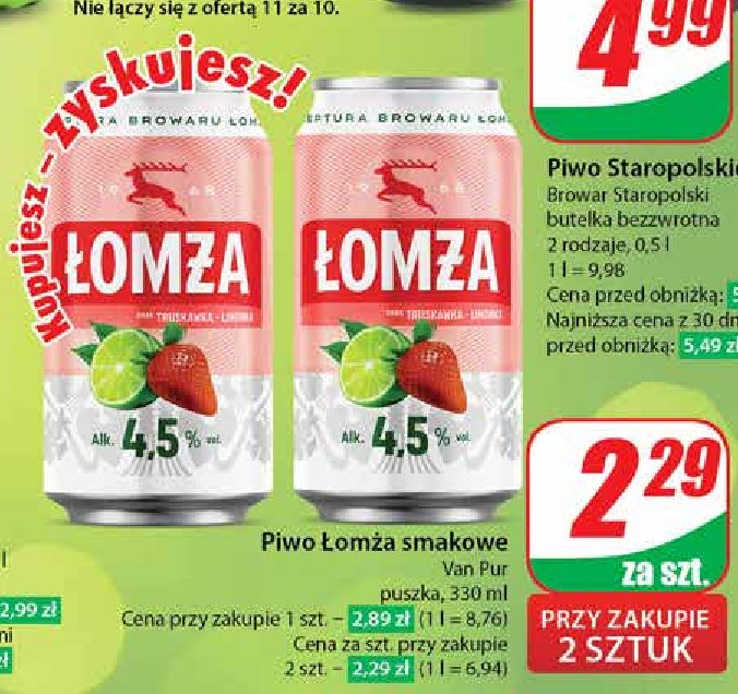 Piwo Łomża truskawka z limonką promocja