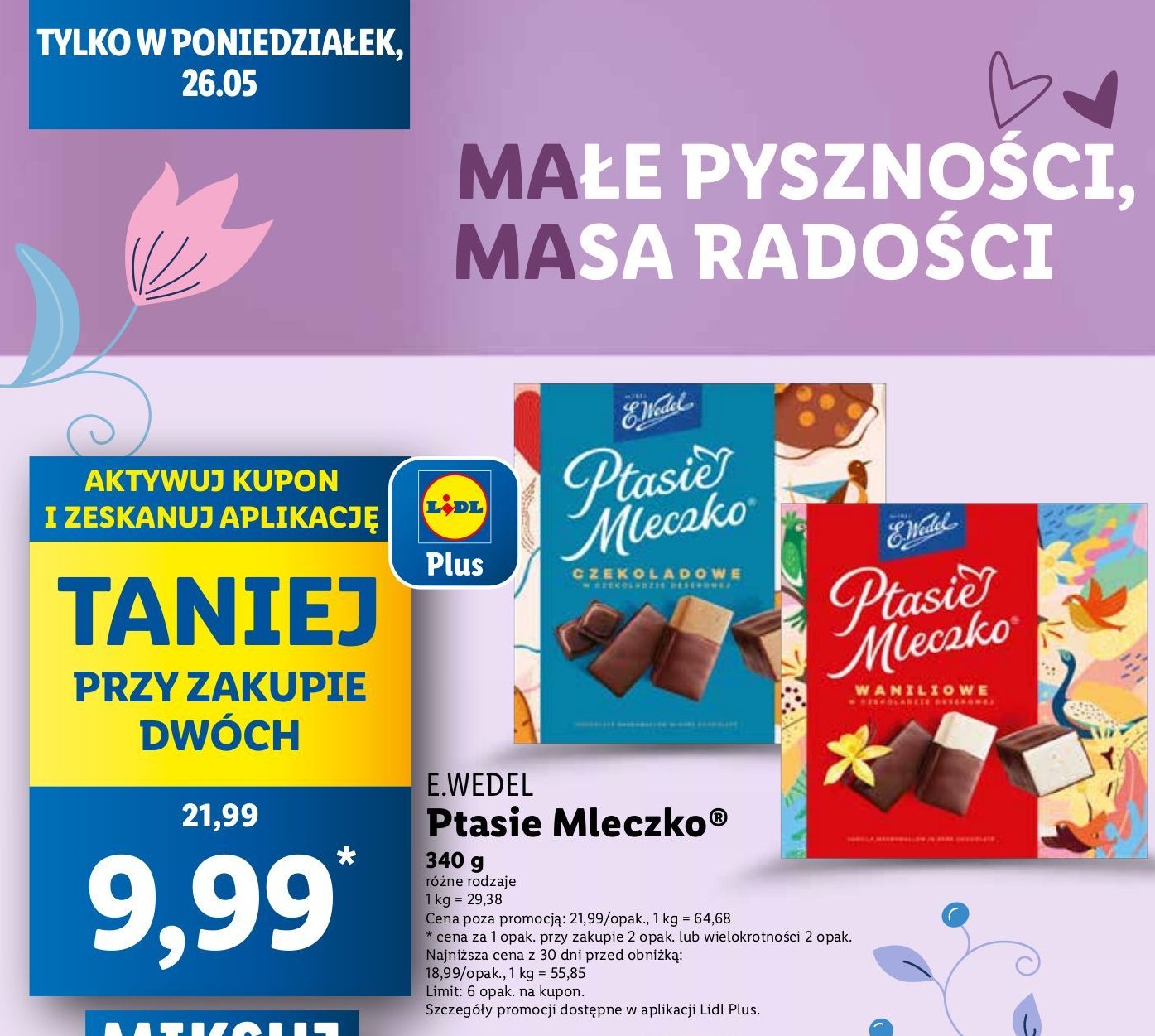 Czekoladki czekoladowe E. wedel ptasie mleczko promocja