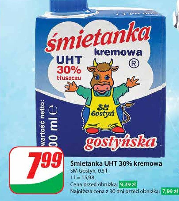 Śmietanka kremowa 30 % Gostyń promocja