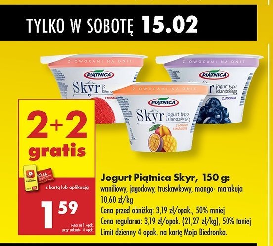 Jogurt typu islandzkiego truskawkowy Piątnica skyr promocja