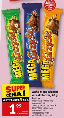 Wafle Mega Grzeski w czekoladzie, 48 g promocja w Twój Market