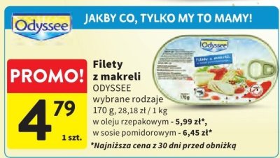 Filety z makreli ODYSSEE wybrane rodzaje promocja w Intermarche