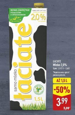 Mleko Łaciate 2,0% promocja w Aldi