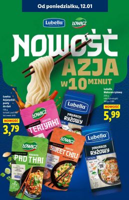 Makaron Łowicz Azjatyckie pasty do dań teriyaki pad thai lub sweet chili promocja w Lidl