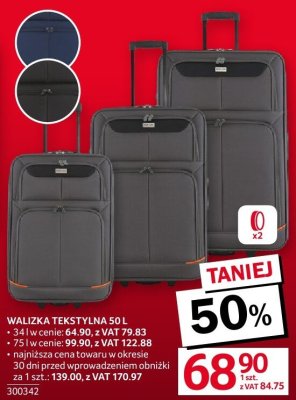 Walizka tekstylna 50 l promocja w Selgros