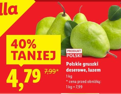 Gruszki Polskie gruszki deserowe, luzem promocja w Lidl