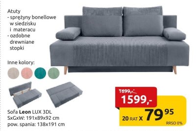 Sofa Leon LUX 3DL promocja w Black Red White