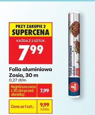 Folia aluminiowa Zosia, 30 m promocja w Biedronka