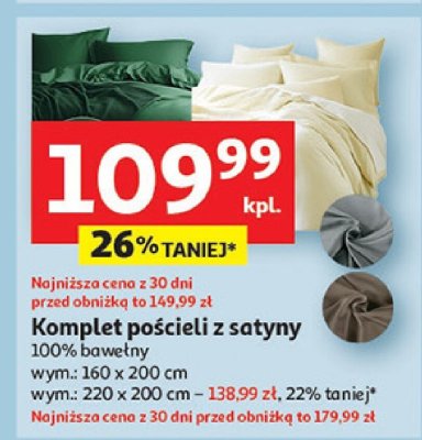 Komplet pościeli z satyny 160x200 cm promocja w Auchan