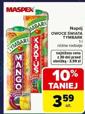 Napój owocowy OWOCE ŚWIATA Tymbark promocja w Carrefour Market