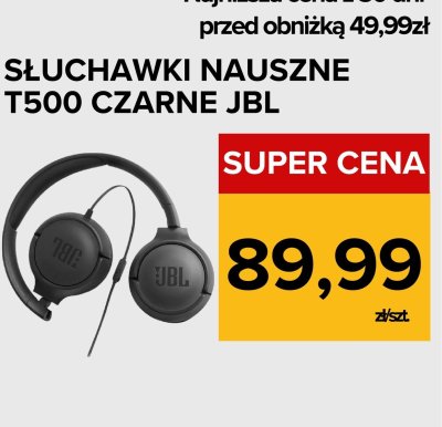 Słuchawki nauszne T500 czarne JBL promocja w Supeco
