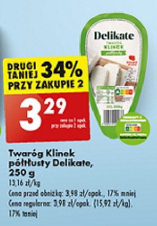 Twaróg klinek półtłusty Delikate promocja