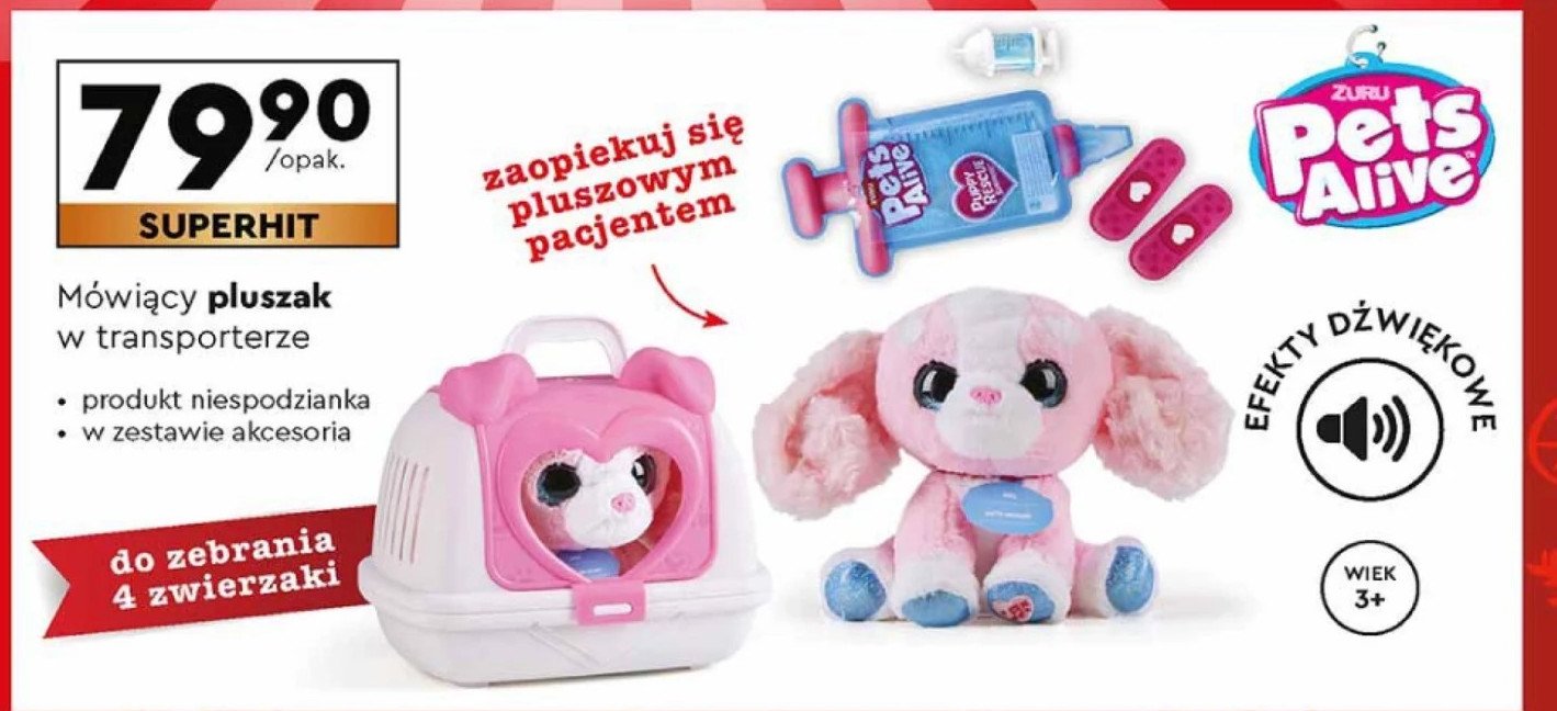 Pluszowy kotek interaktywny z transporterem ZURU PETS ALIVE promocja w Biedronka