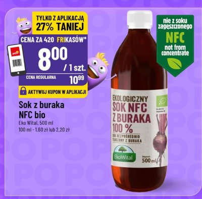 Sok z buraka NFC bio Eko Wital promocja w POLOmarket