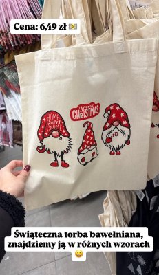 Torba bawełniana świąteczna ze wzorem skrzatów promocja w Intermarche