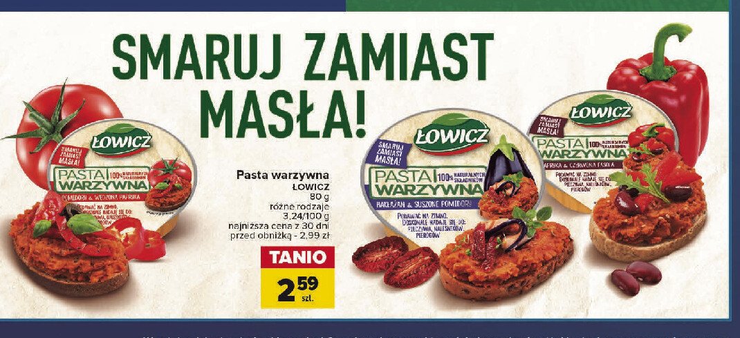 Pasta warzywna pomidory i wędzona papryka Łowicz promocja