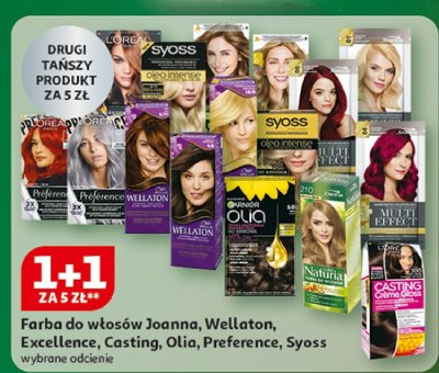 Farba do włosów Joanna, Wellaton, Excellence, Casting, Olia, Preference, Syoss wybrane odcienie promocja w Auchan