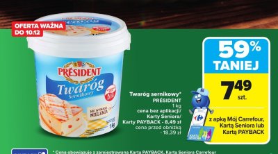 Twaróg sernikowy PRESIDENT promocja w Carrefour