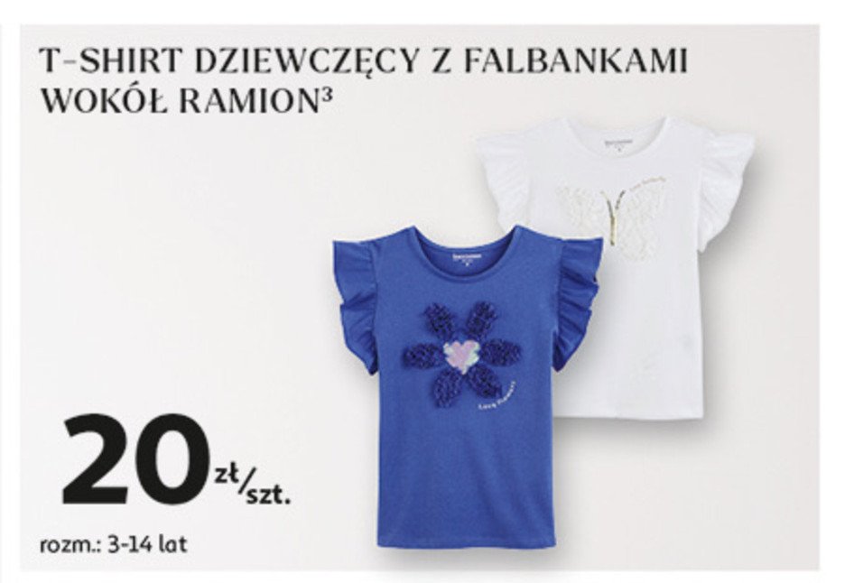 T-shirt dziewczęcy z falbanką 3-14 lat promocja