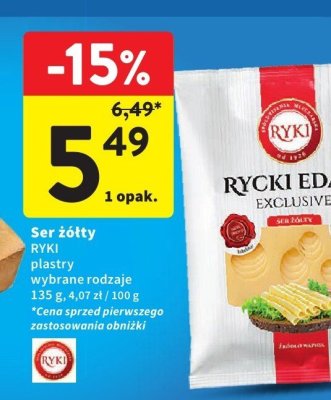 Ser żółty RYKI plastry wybrane rodzaje promocja w Intermarche