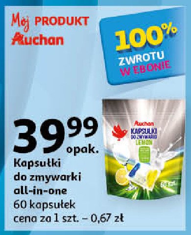 Kapsułki do zmywarki lemon Auchan różnorodne (logo czerwone) promocja