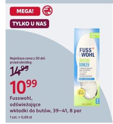 Odświeżające wkładki do butów, 39-41, 8 par promocja w Rossmann