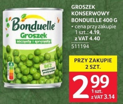 Groszek konserwowy Bonduelle 400g promocja w Selgros