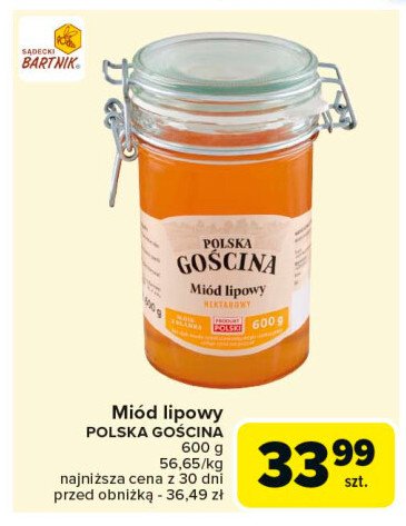 Miód lipowy nektarowy Polska gościna promocja