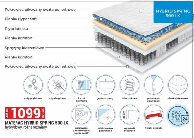 Materac HYBRID SPRING 500 LX hybrydowy, różne rozmiary promocja w Merkury Market