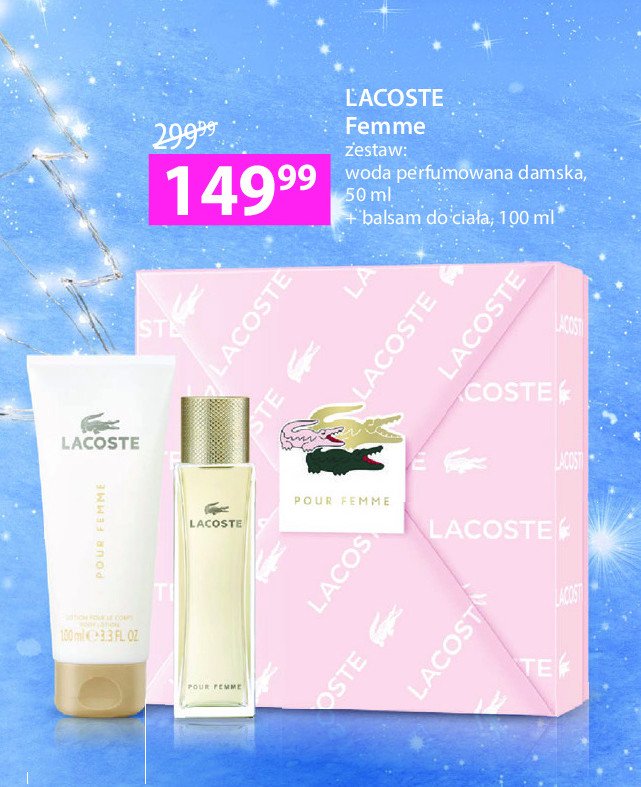 Woda perfumowana + balsam do cia艂a Lacoste pour femme promocja