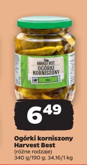 Ogórki korniszony z ziołami Harvest best promocja