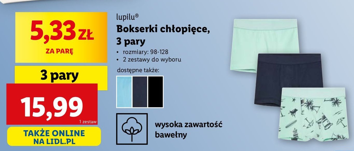 Bokserki chłopięce 98-128 cm Lupilu promocja w Lidl