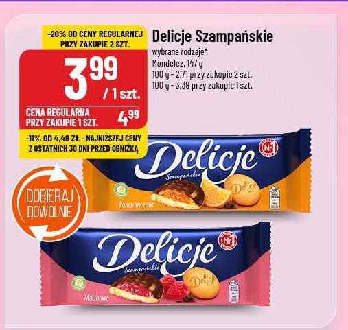 Ciastka z galaretką malinową Delicje szampańskie promocja w POLOmarket