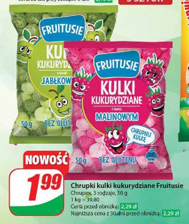 Kulki kukurydziane o smaku malinowym Fruitusie Chrupex promocja