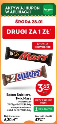 Baton Snickers różne rodzaje promocja w Żabka