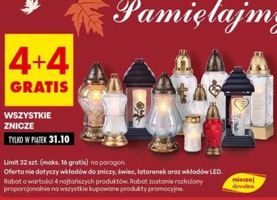 Wszystkie znicze 4+4 gratis promocja w Biedronka