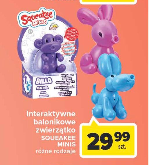 Squeakee minis interaktywny balonikowy królik Cobi promocje