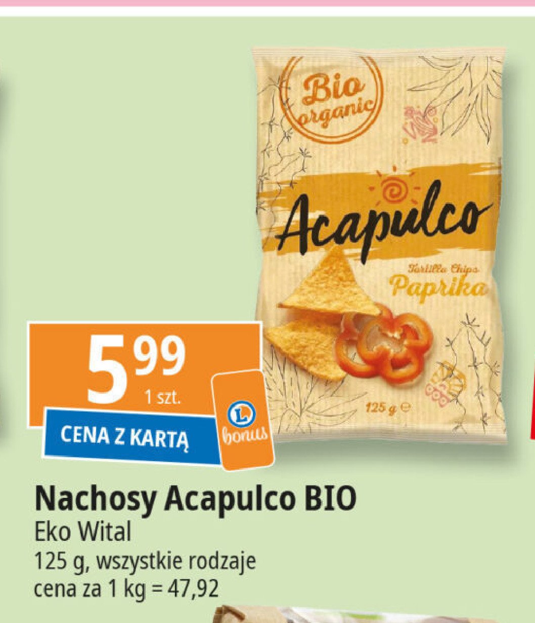 Nachosy paprykowe bio Acapulco promocja w Leclerc